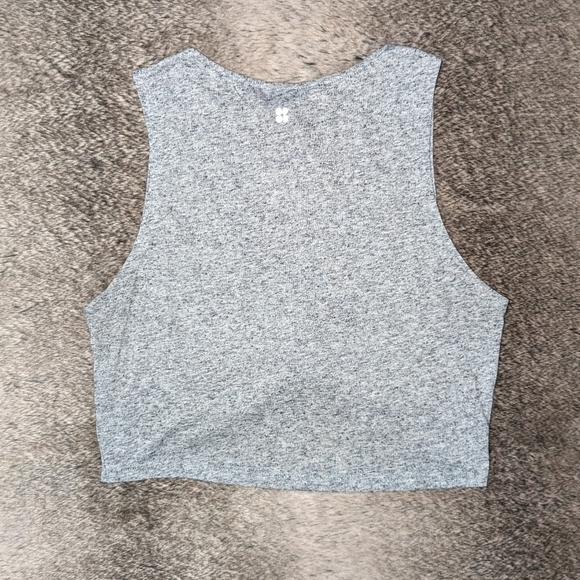 Sweaty Betty Arc Twist Front Crop Tank Linen Blend Grey Women's Large - Picture 5 of 8